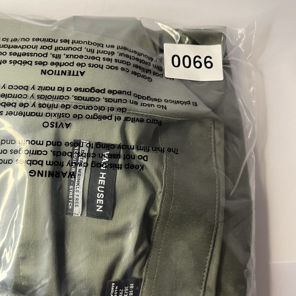 Van Heusen Dress Shirt 2XL 18-18.5 36/37 Ultra Wrinkle Free Stretch Olive NWOT - Picture 11 of 11